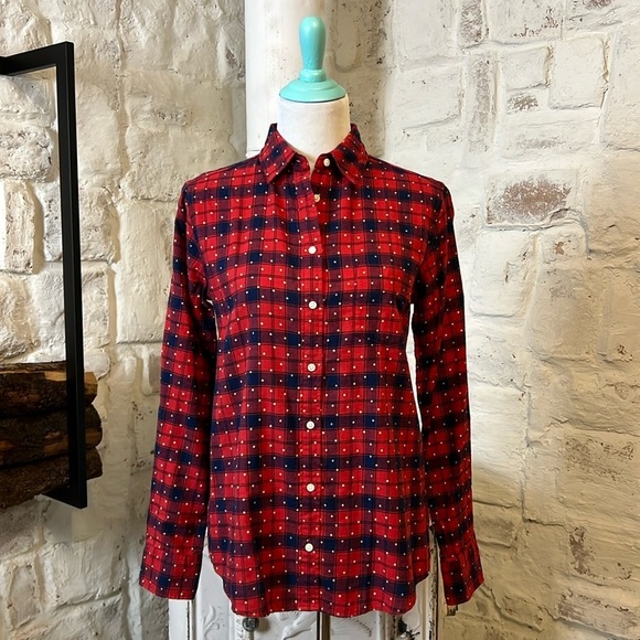 Uniqlo Tops - Uniqlo | Polka Dot & Plaid Flannel